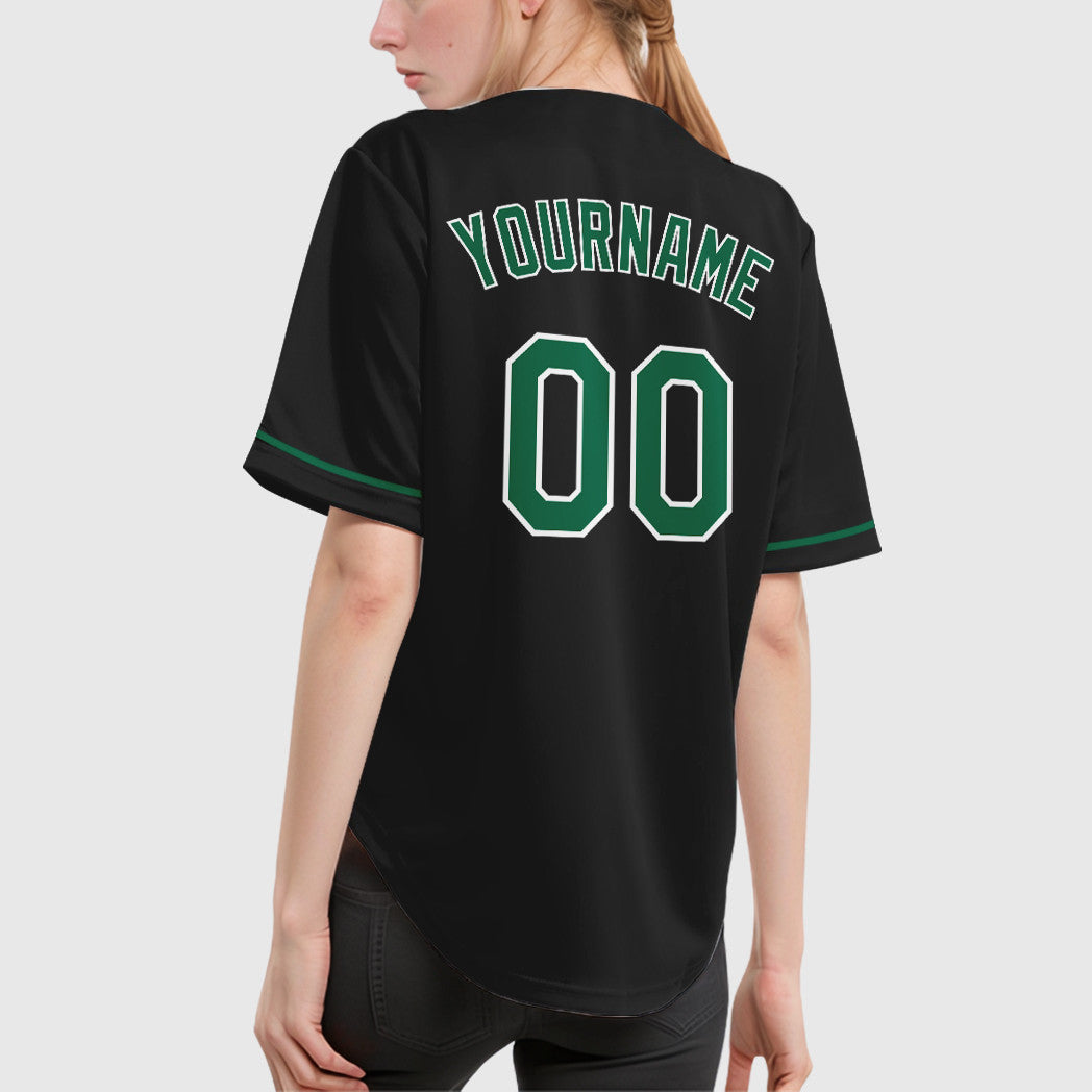 Custom Black Kelly Green Baseball Jersey