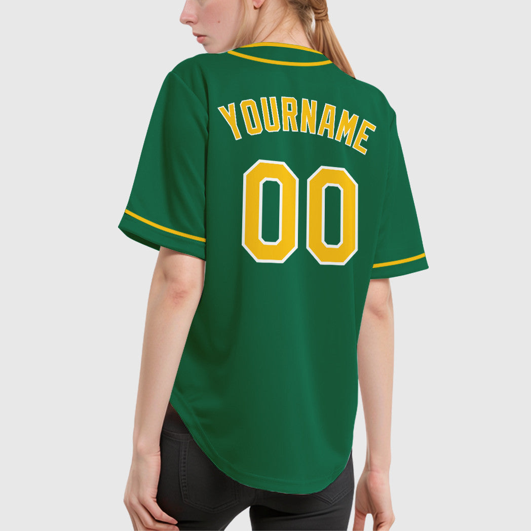 Custom Kelly Green Gold Gold-White Piping Baseball Jersey