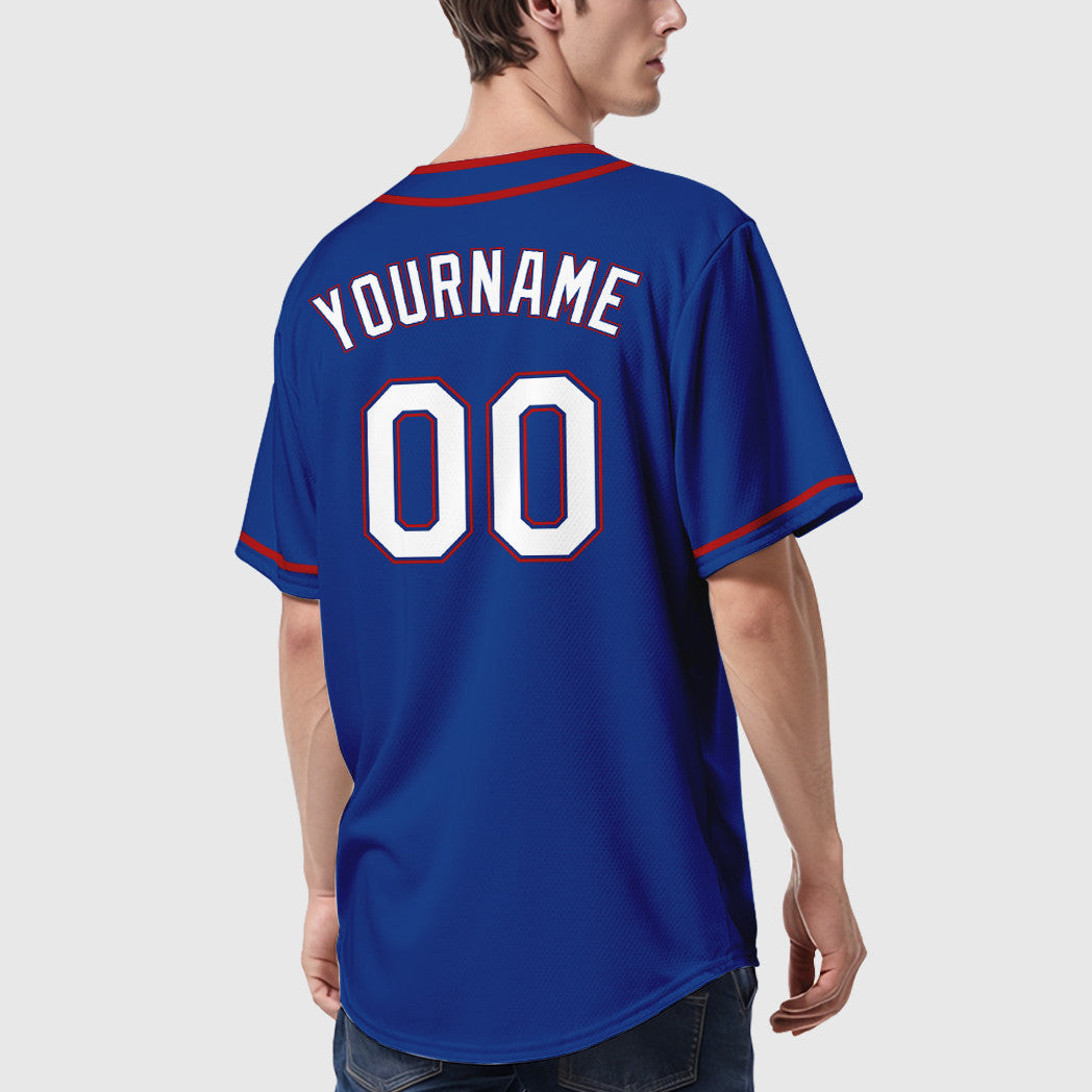 Custom Royal White Red Piping Baseball Jersey