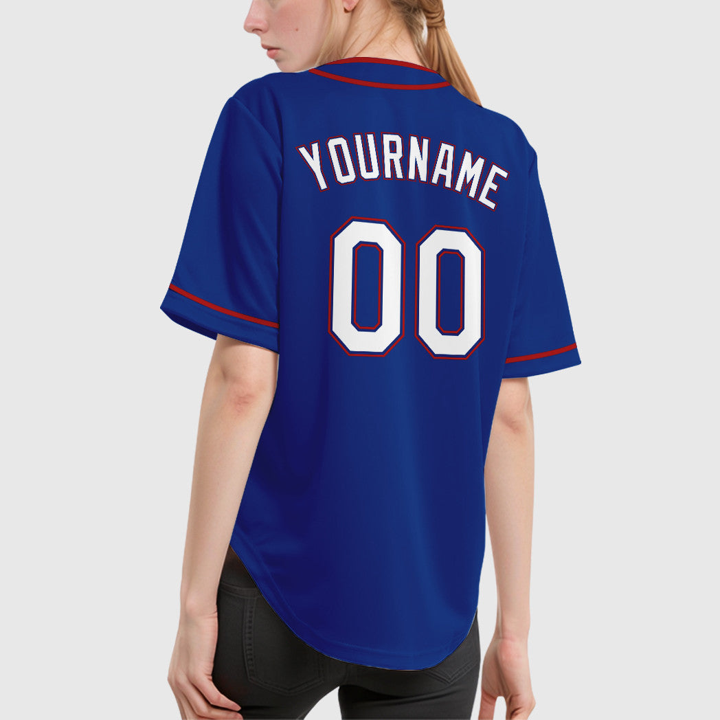 Custom Royal White Red Piping Baseball Jersey