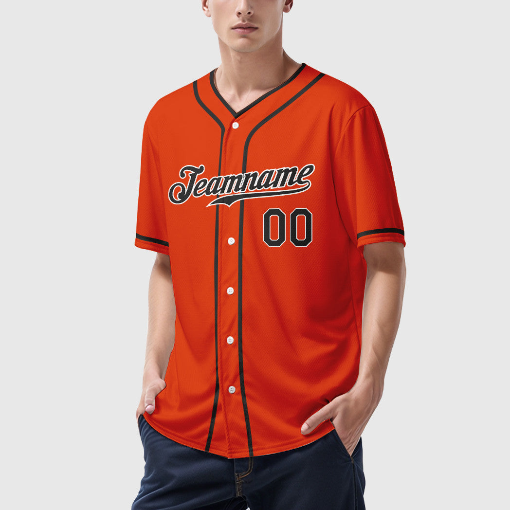 Custom Orange White Black Piping Baseball Jersey