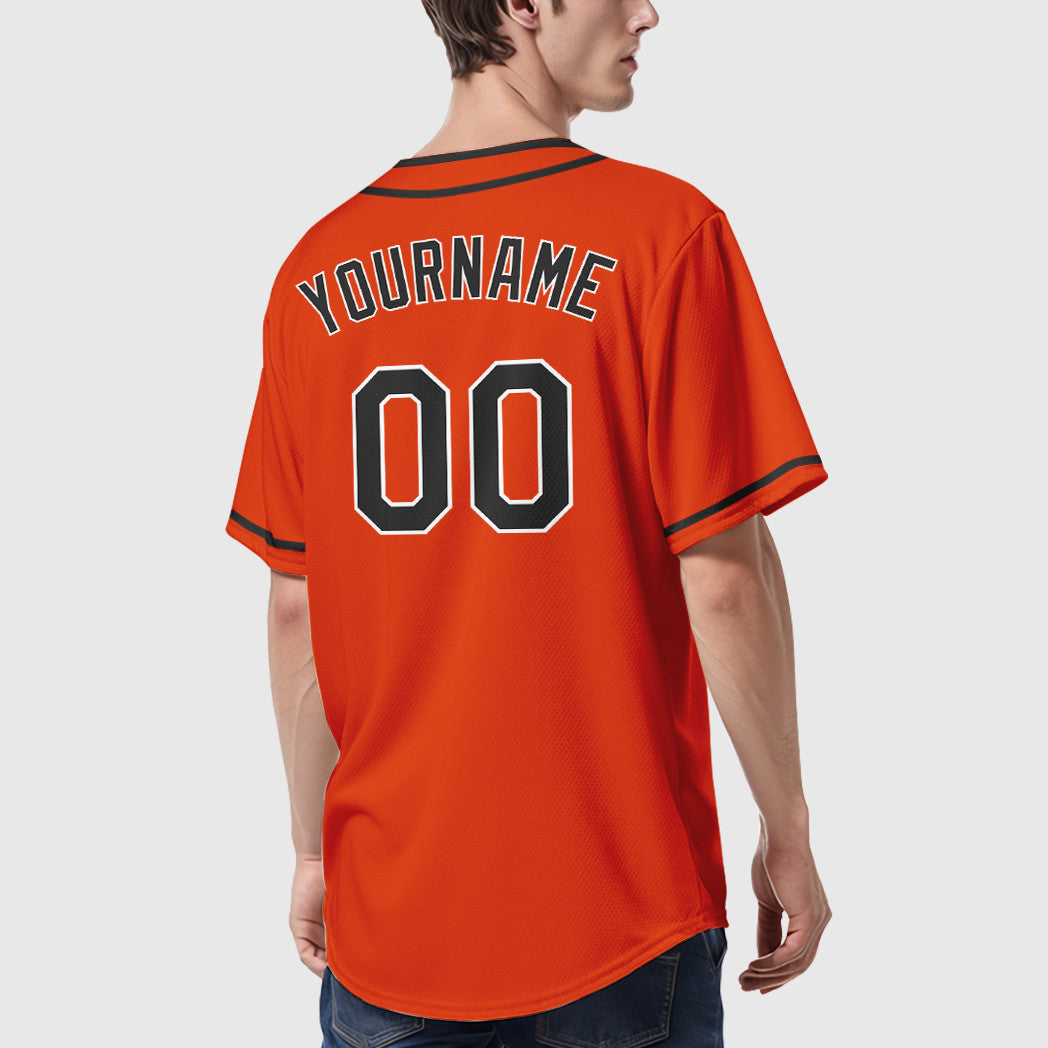 Custom Orange White Black Piping Baseball Jersey