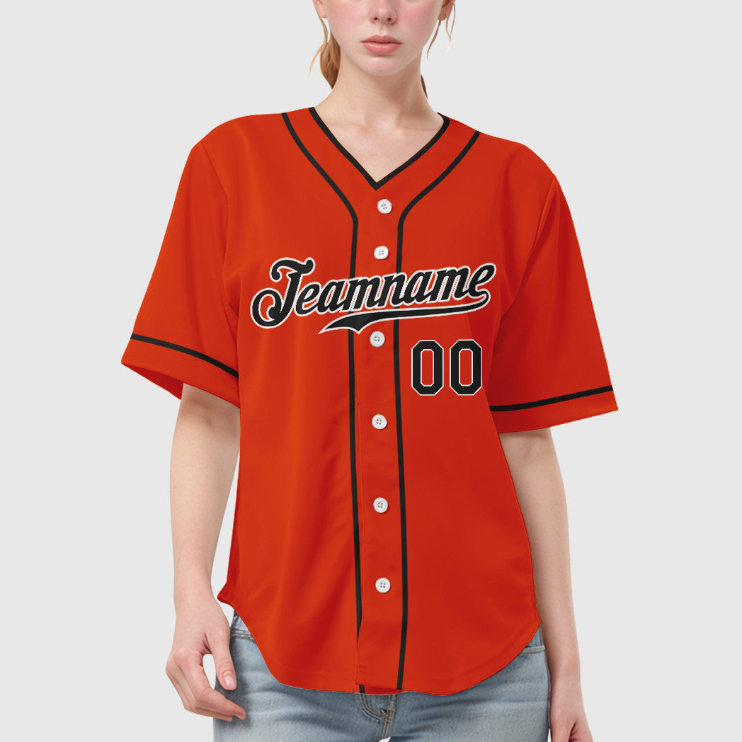 Custom Orange White Black Piping Baseball Jersey