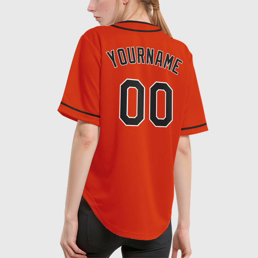Custom Orange White Black Piping Baseball Jersey