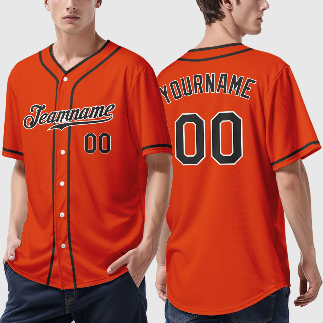 Custom Orange White Black Piping Baseball Jersey