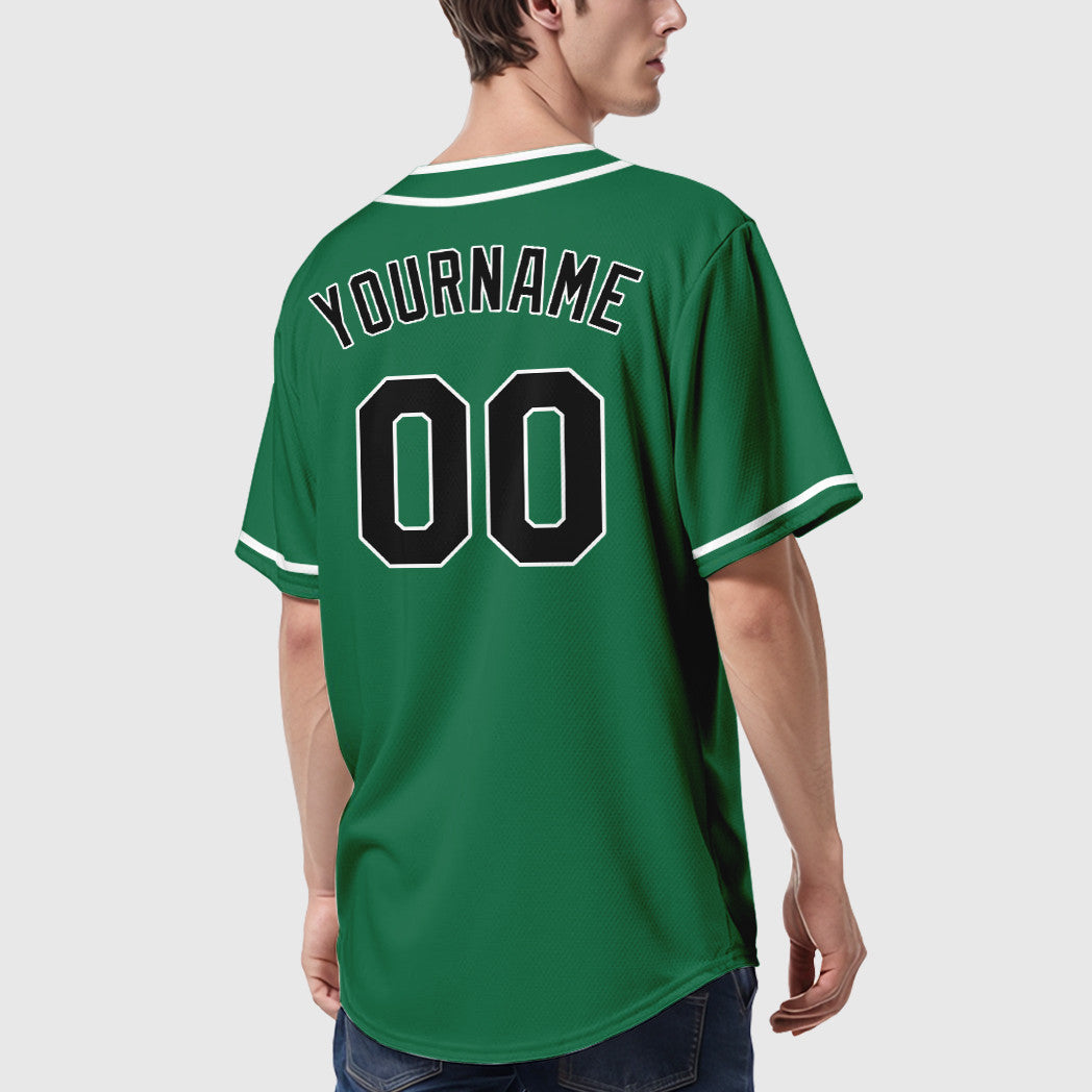 Custom Kelly Green White Black Piping Baseball Jersey