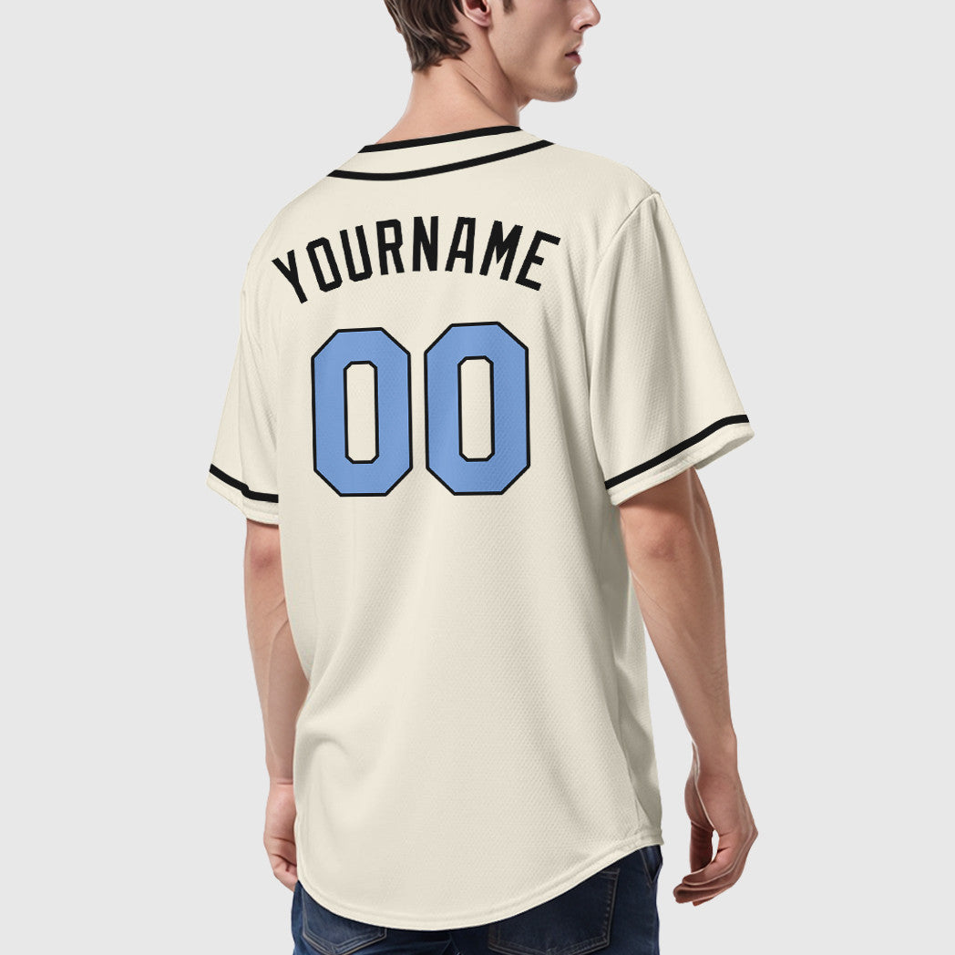 Custom Cream Light Blue Light Blue-Steel Gray Father's Day Piping Baseball Jersey