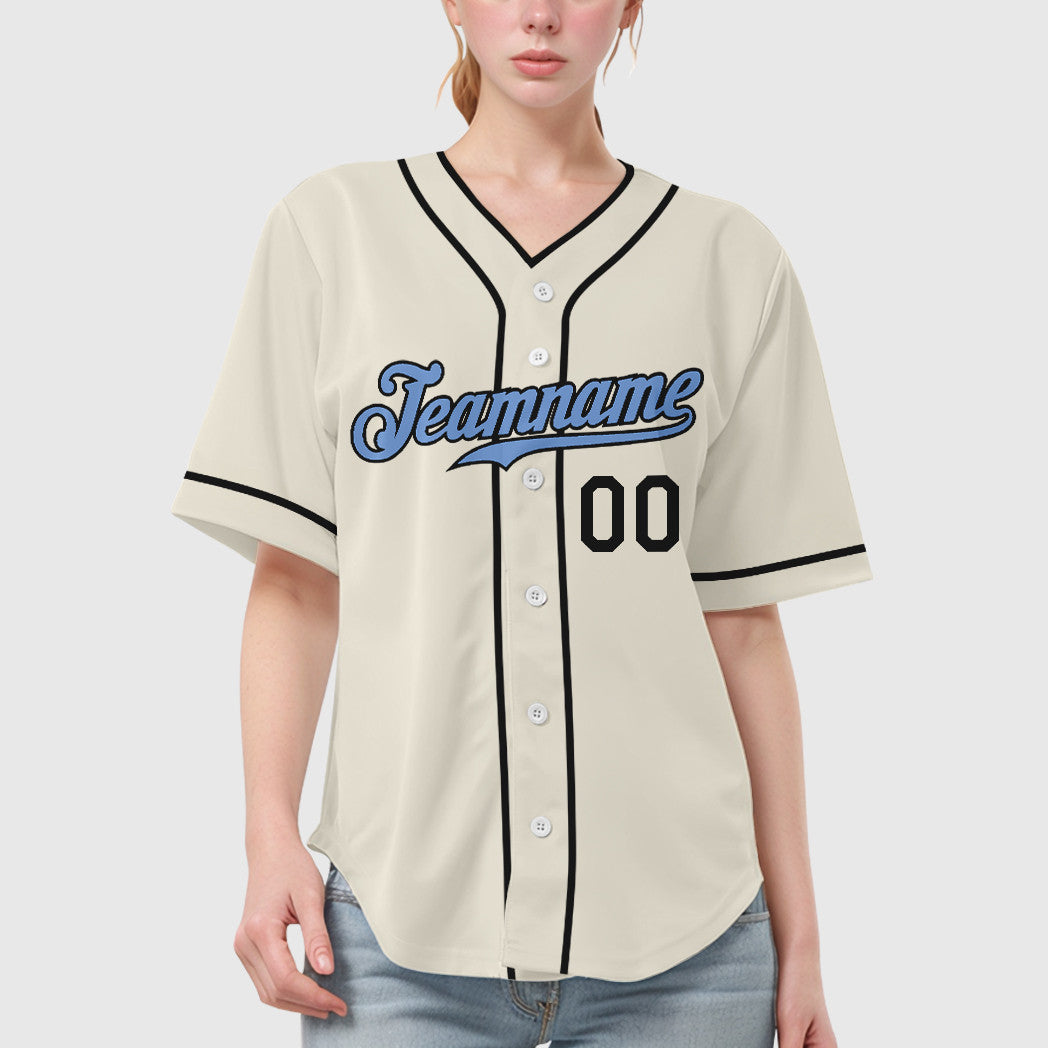 Custom Cream Light Blue Light Blue-Steel Gray Father's Day Piping Baseball Jersey