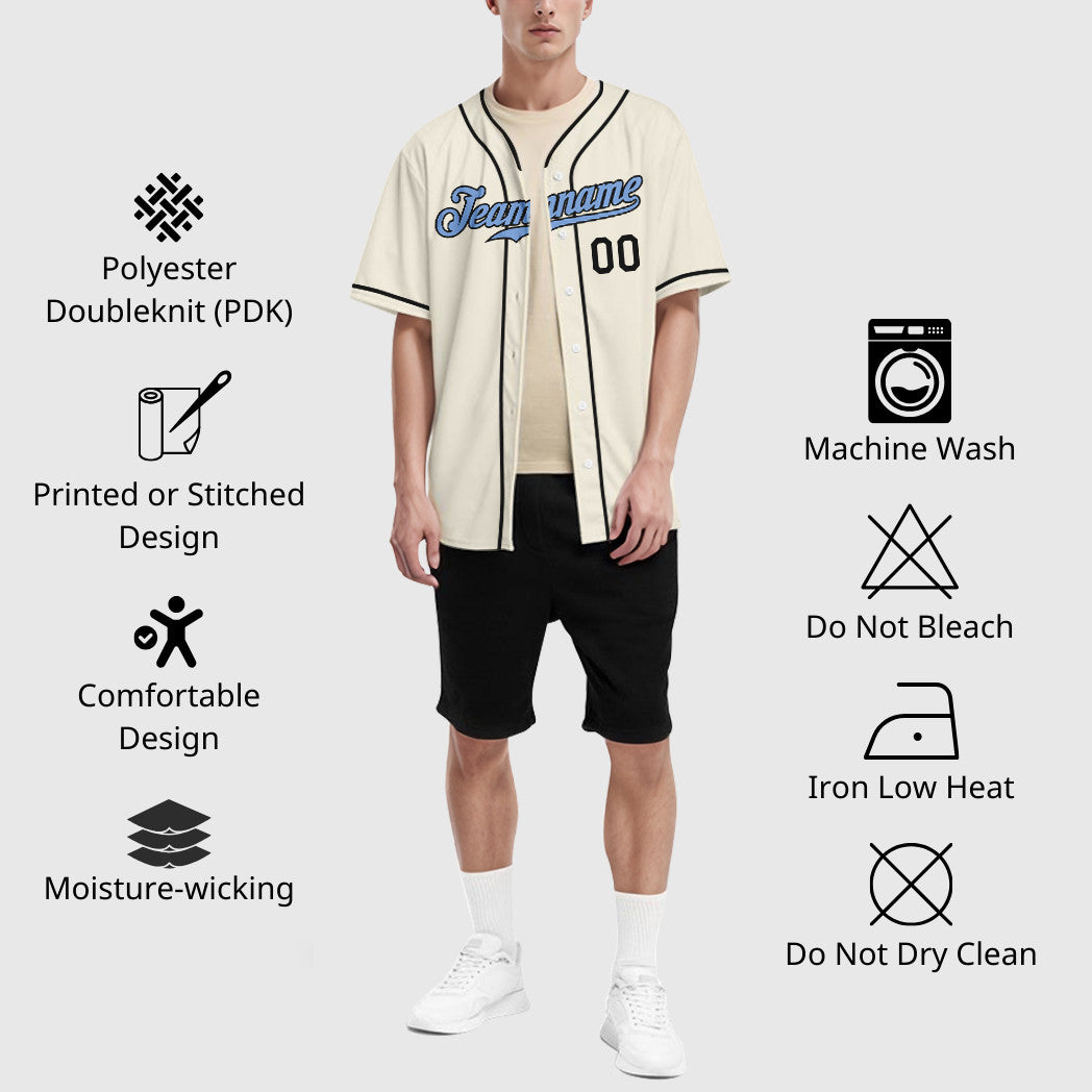 Custom Cream Light Blue Light Blue-Steel Gray Father's Day Piping Baseball Jersey