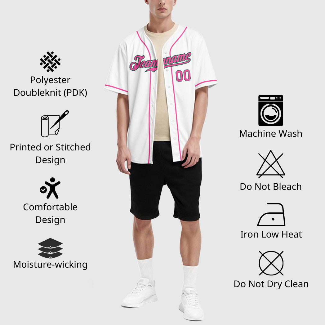 Custom White Kelly Green Pink-Kelly Green Sleeve Baseball Jersey