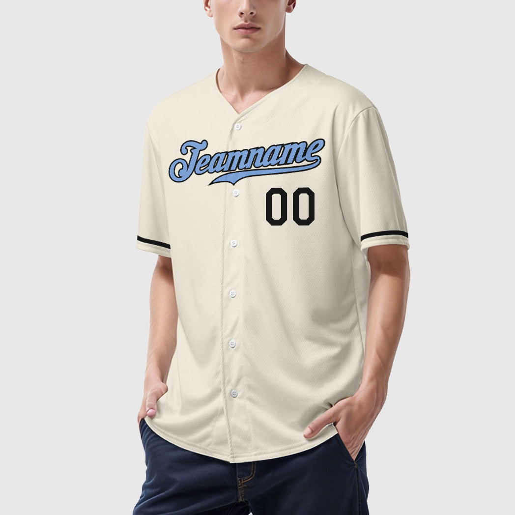 Custom Cream Light Blue Light Blue-Steel Gray Father's Day Baseball Jersey