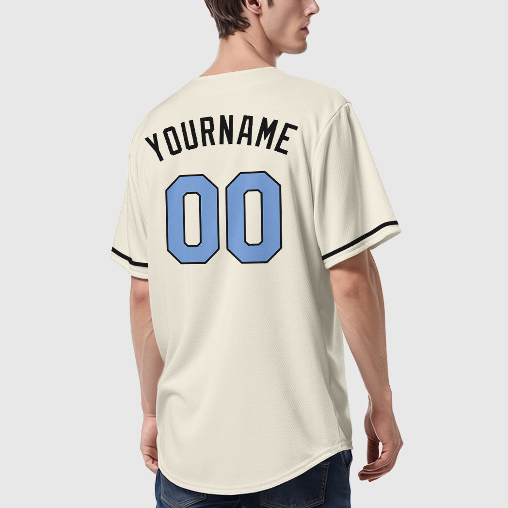 Custom Cream Light Blue Light Blue-Steel Gray Father's Day Baseball Jersey