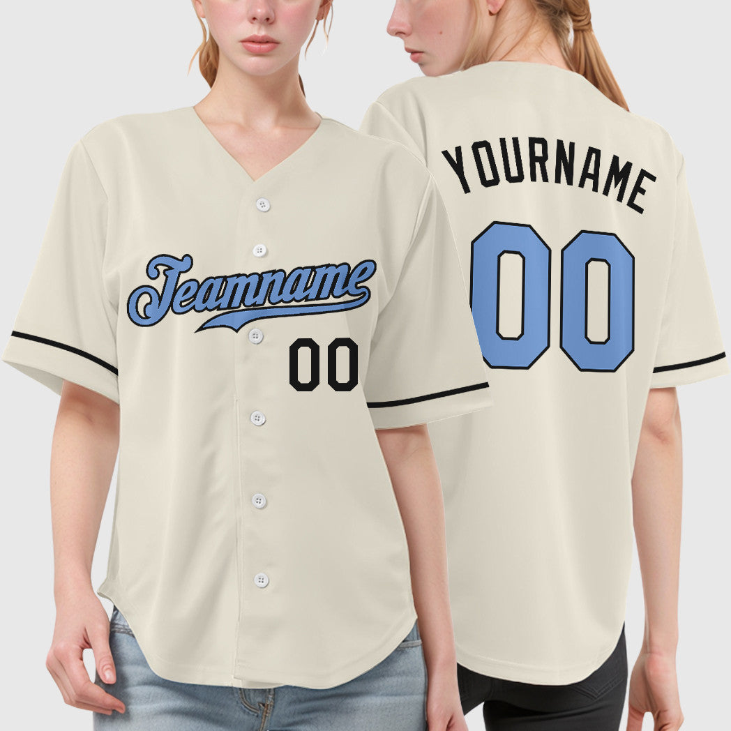 Custom Cream Light Blue Light Blue-Steel Gray Father's Day Baseball Jersey