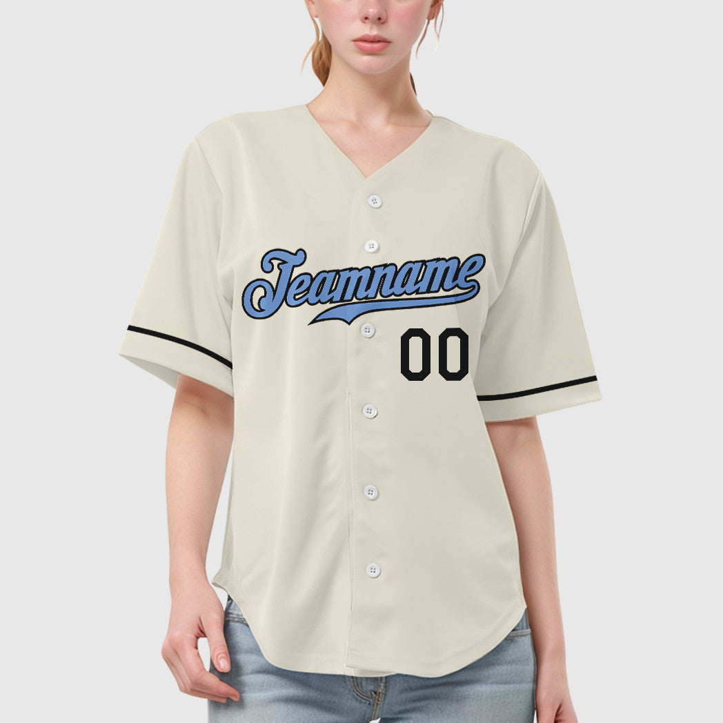 Custom Cream Light Blue Light Blue-Steel Gray Father's Day Baseball Jersey