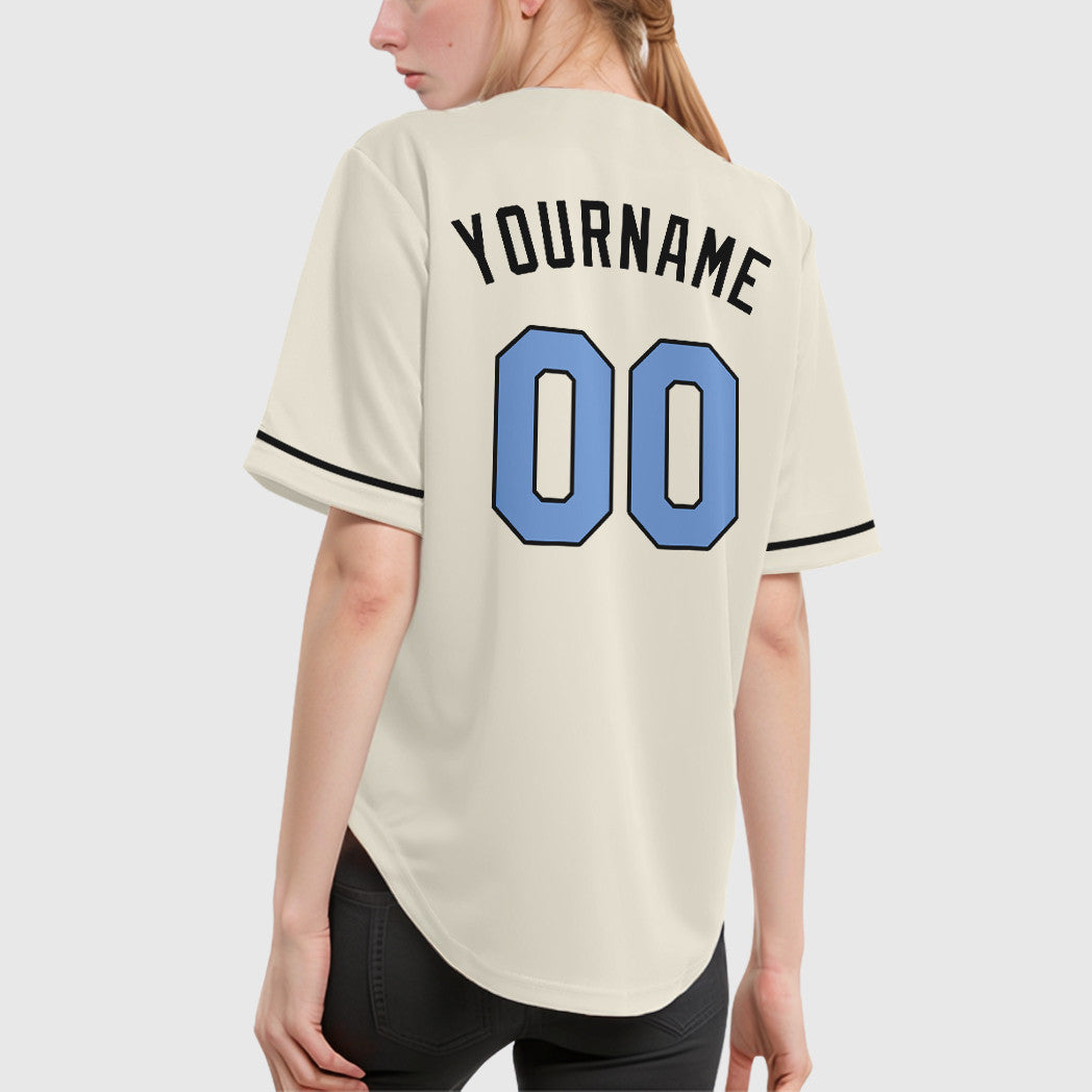 Custom Cream Light Blue Light Blue-Steel Gray Father's Day Baseball Jersey