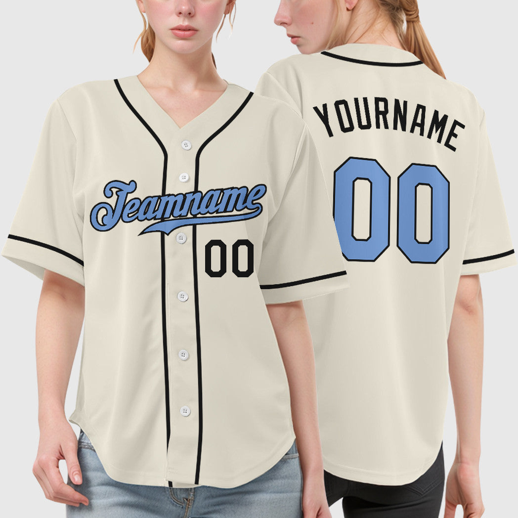 Custom Cream Light Blue Light Blue-Steel Gray Father's Day Sleeve Baseball Jersey