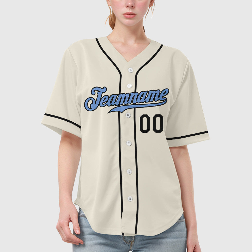 Custom Cream Light Blue Light Blue-Steel Gray Father's Day Sleeve Baseball Jersey