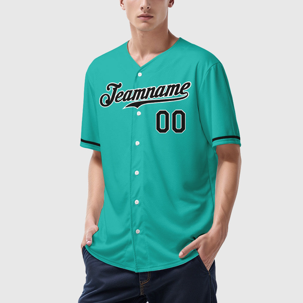 Custom Aqua White Black Baseball Jersey