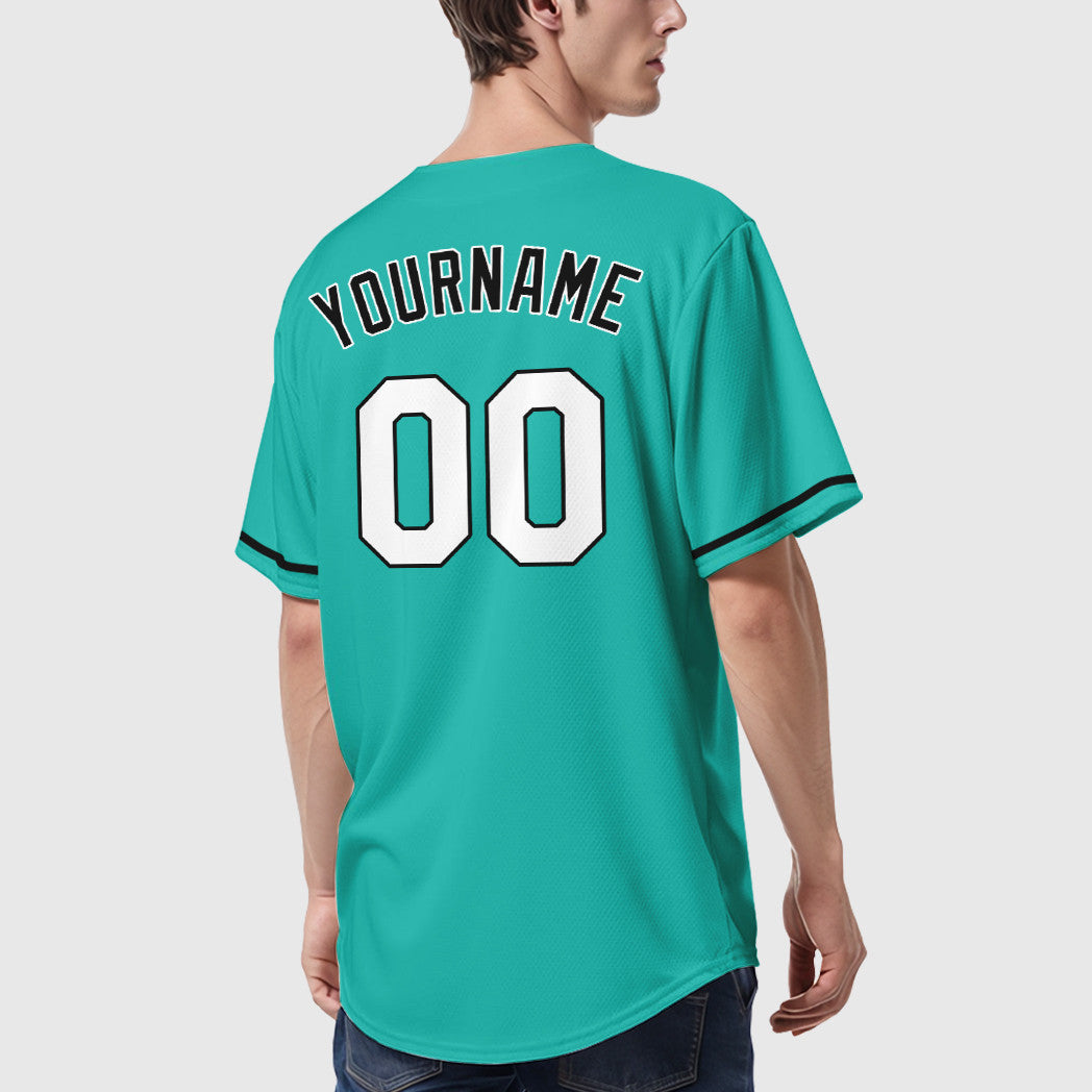 Custom Aqua White Black Baseball Jersey