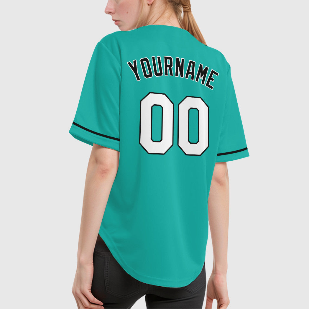 Custom Aqua White Black Baseball Jersey
