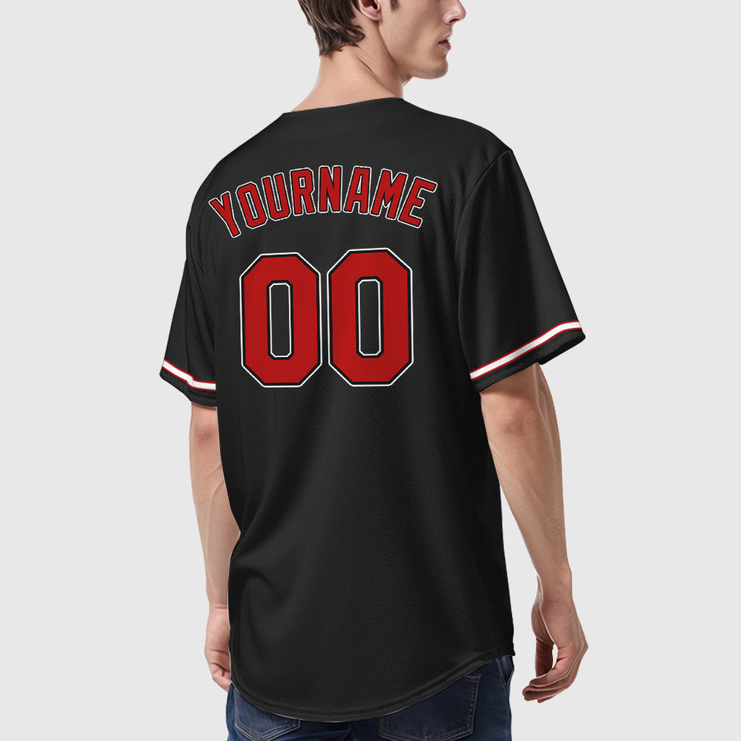 Custom Black Red Red-White Baseball Jersey