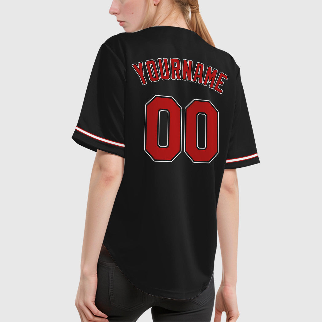 Custom Black Red Red-White Baseball Jersey