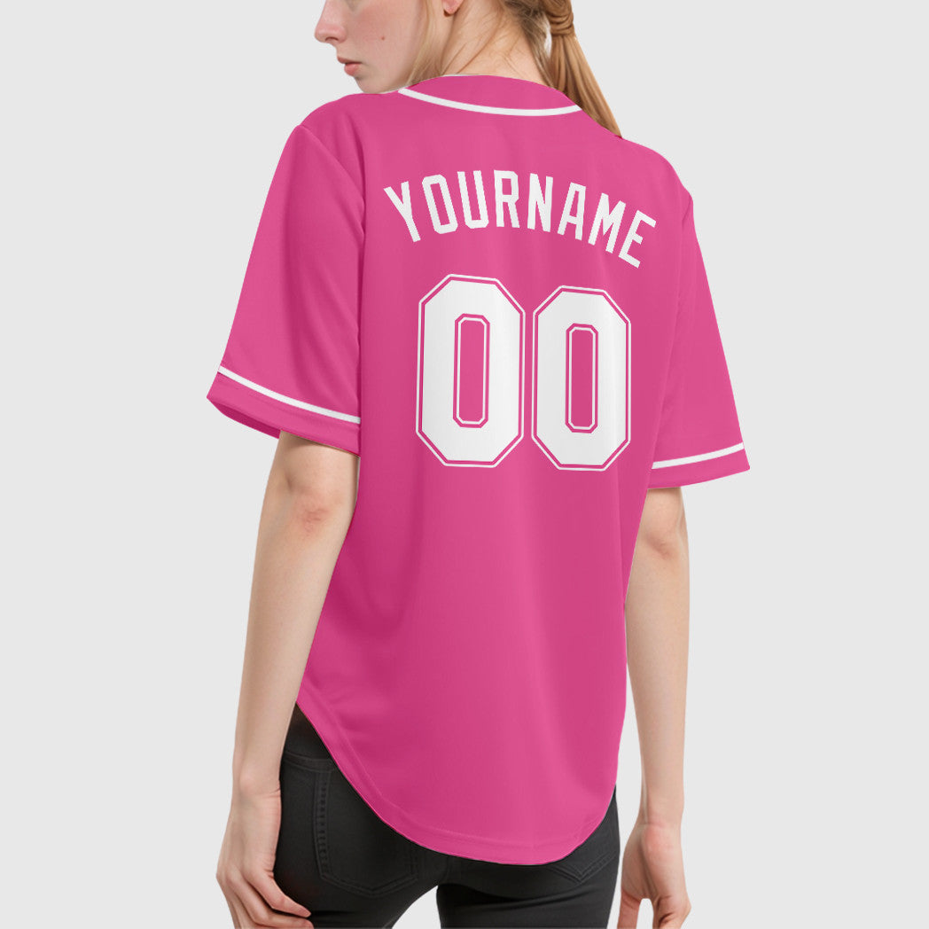 Custom Pink White White Sleeve Baseball Jersey