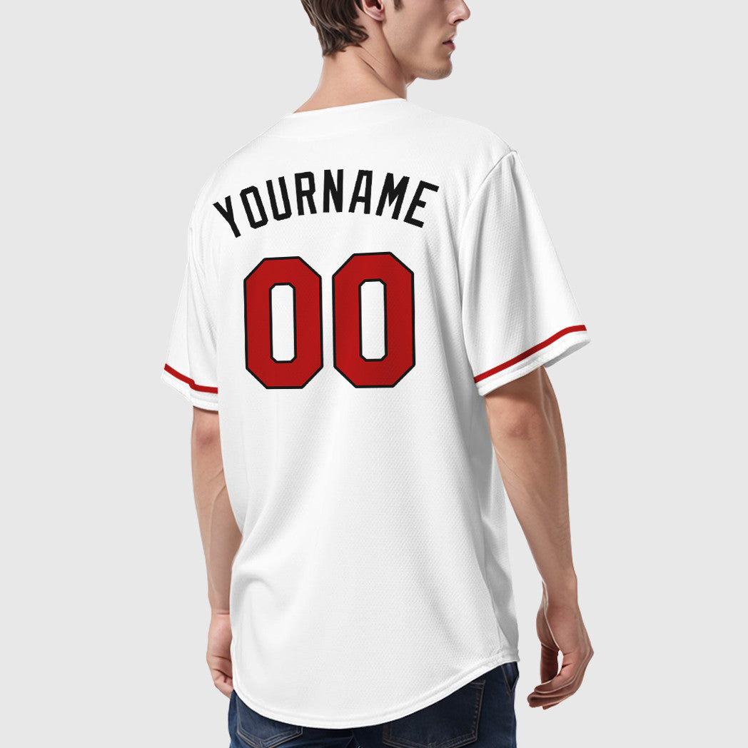 Custom White Black Red Baseball Jersey