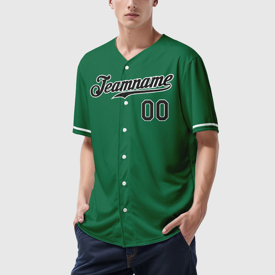 Custom Kelly Green White Black Baseball Jersey