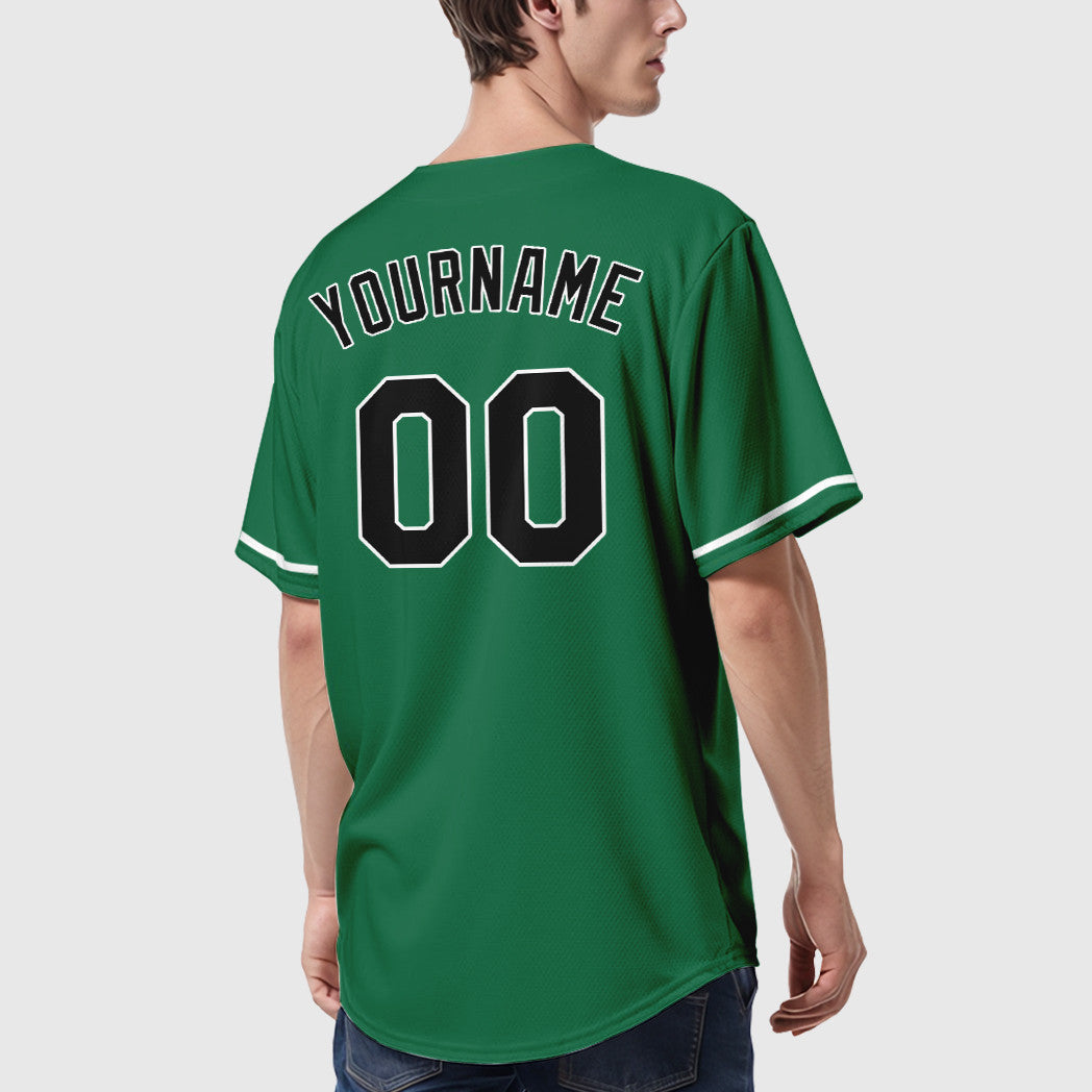 Custom Kelly Green White Black Baseball Jersey