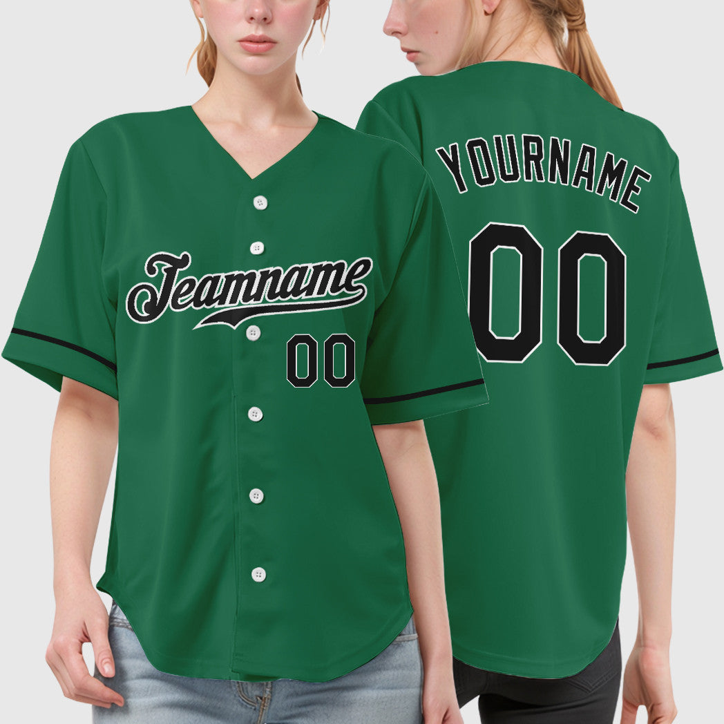 Custom Kelly Green White Black Baseball Jersey
