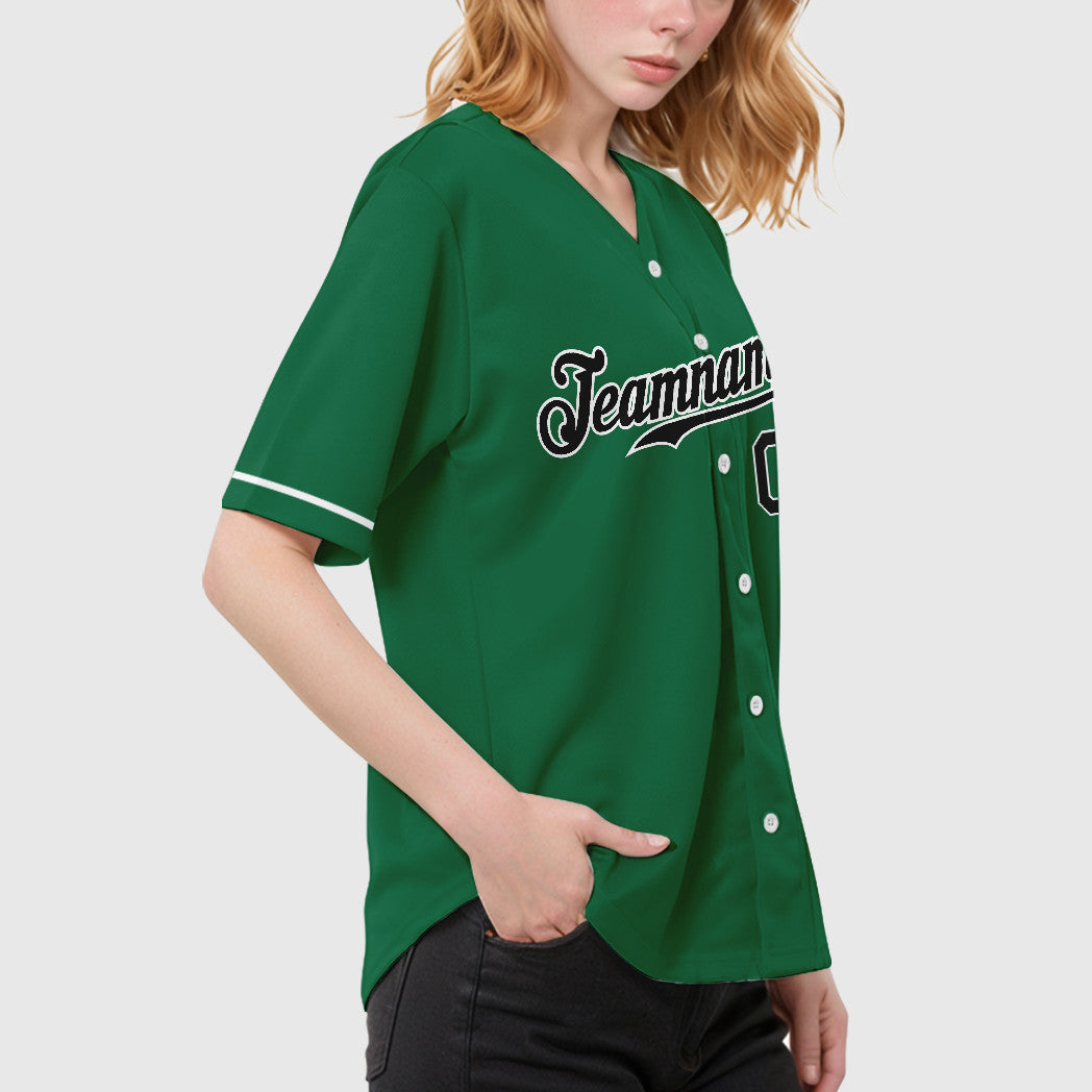 Custom Kelly Green White Black Baseball Jersey