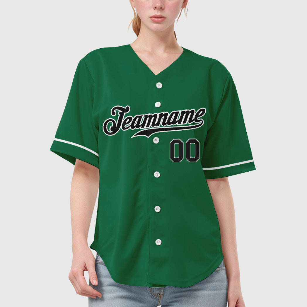 Custom Kelly Green White Black Baseball Jersey