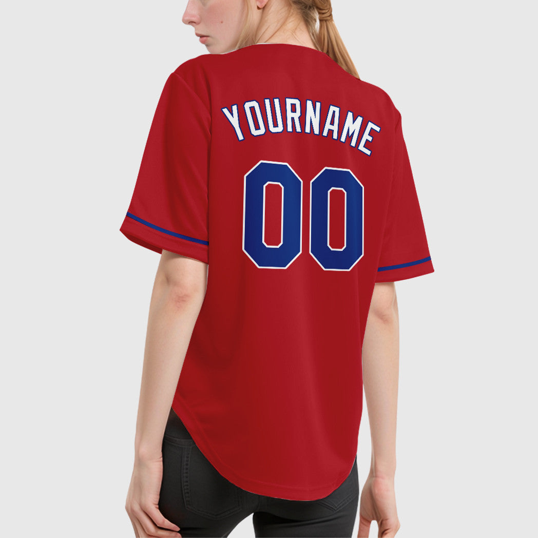 Custom Red White Royal-White Baseball Jersey