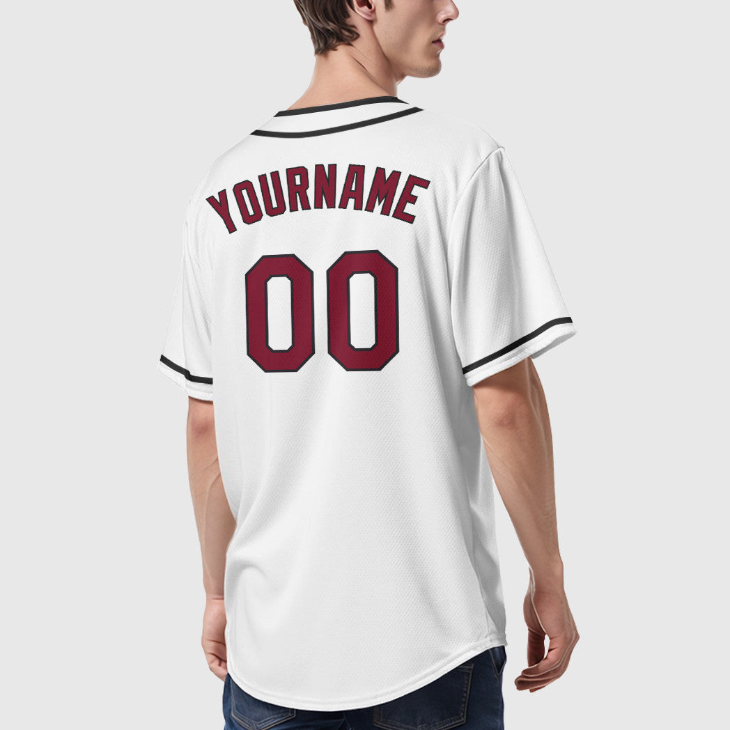 Custom White Crimson Crimson-Black Piping Baseball Jersey