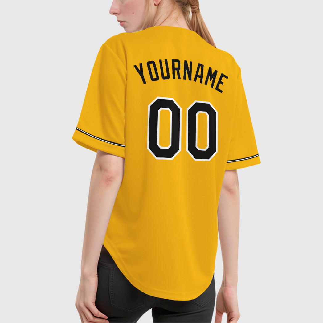 Custom Gold Black Black-White Baseball Jersey