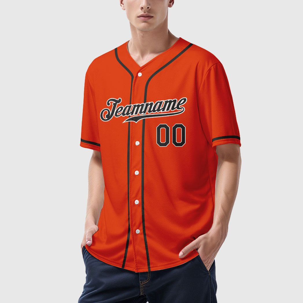 Custom Orange White Black Sleeve Baseball Jersey