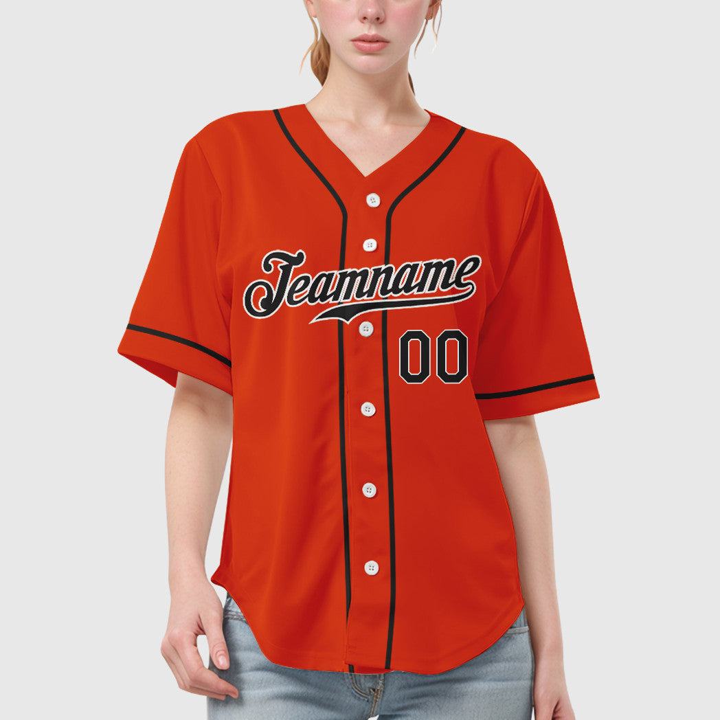 Custom Orange White Black Sleeve Baseball Jersey