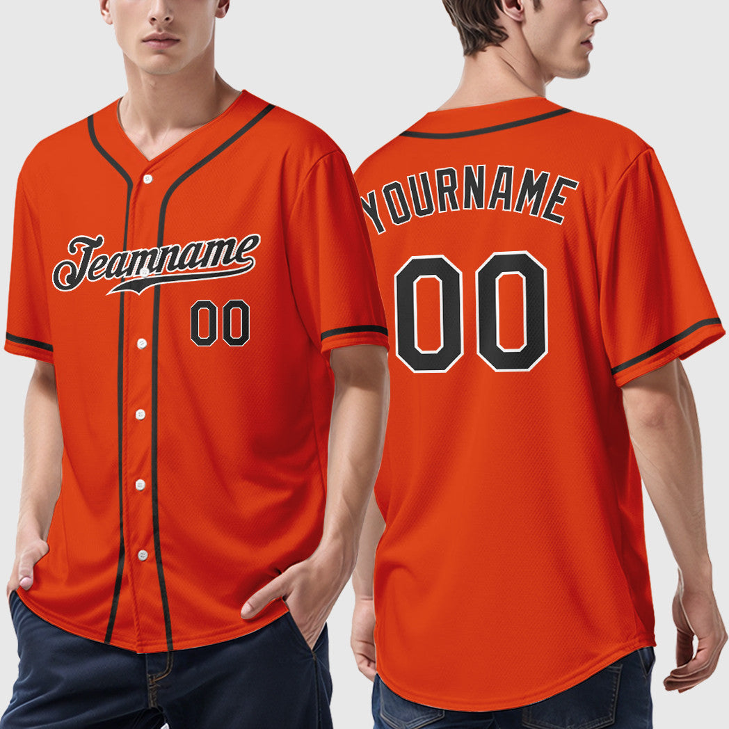 Custom Orange White Black Sleeve Baseball Jersey