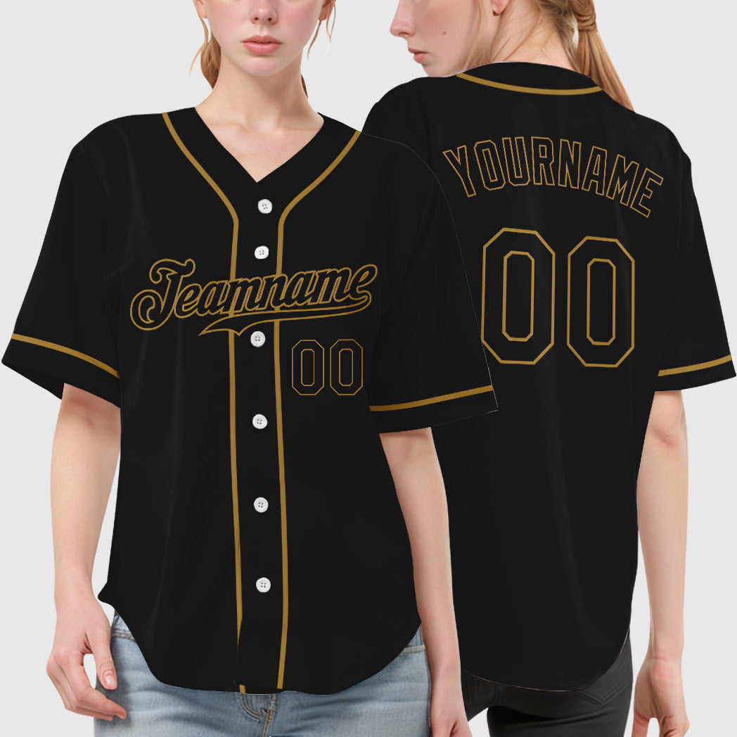Custom Black Old Gold Black-Old Gold Sleeve Baseball Jersey
