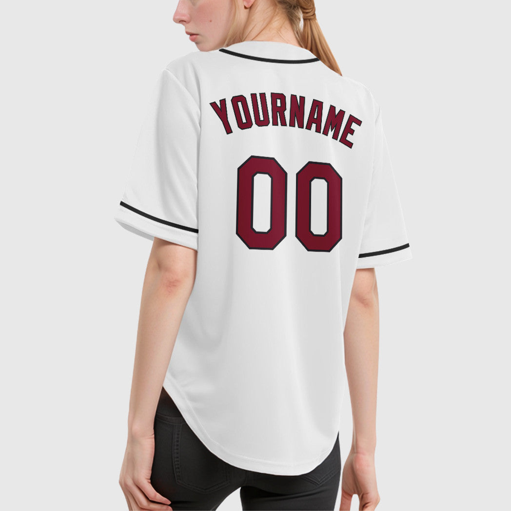 Custom White Crimson Crimson-Black Sleeve Baseball Jersey