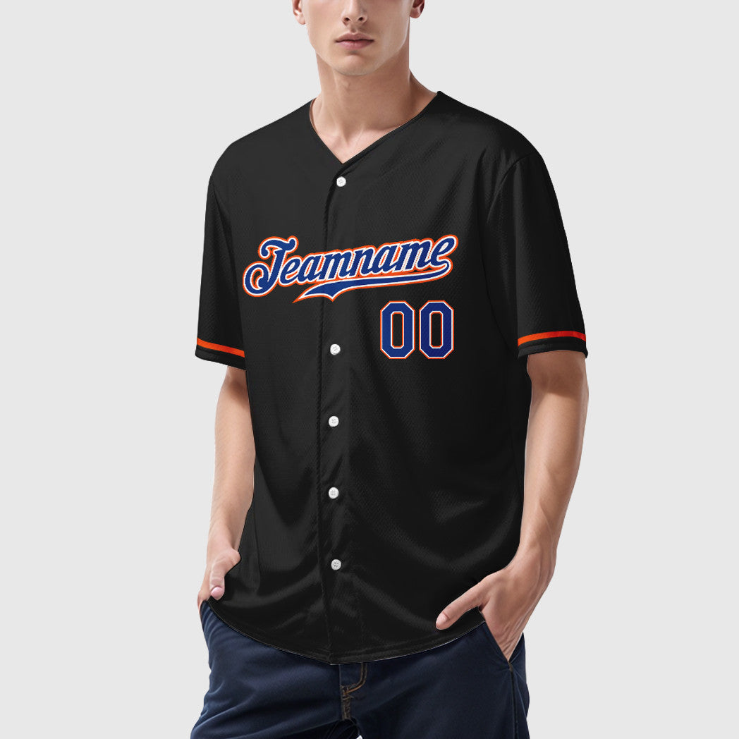 Custom Black Royal Royal-Orange Baseball Jersey