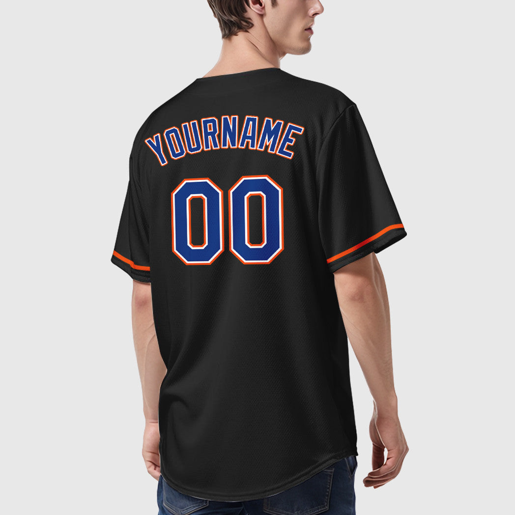 Custom Black Royal Royal-Orange Baseball Jersey