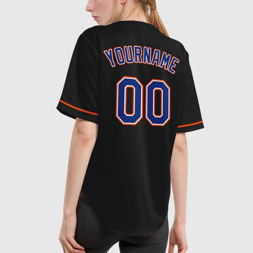 Custom Black Royal Royal-Orange Baseball Jersey