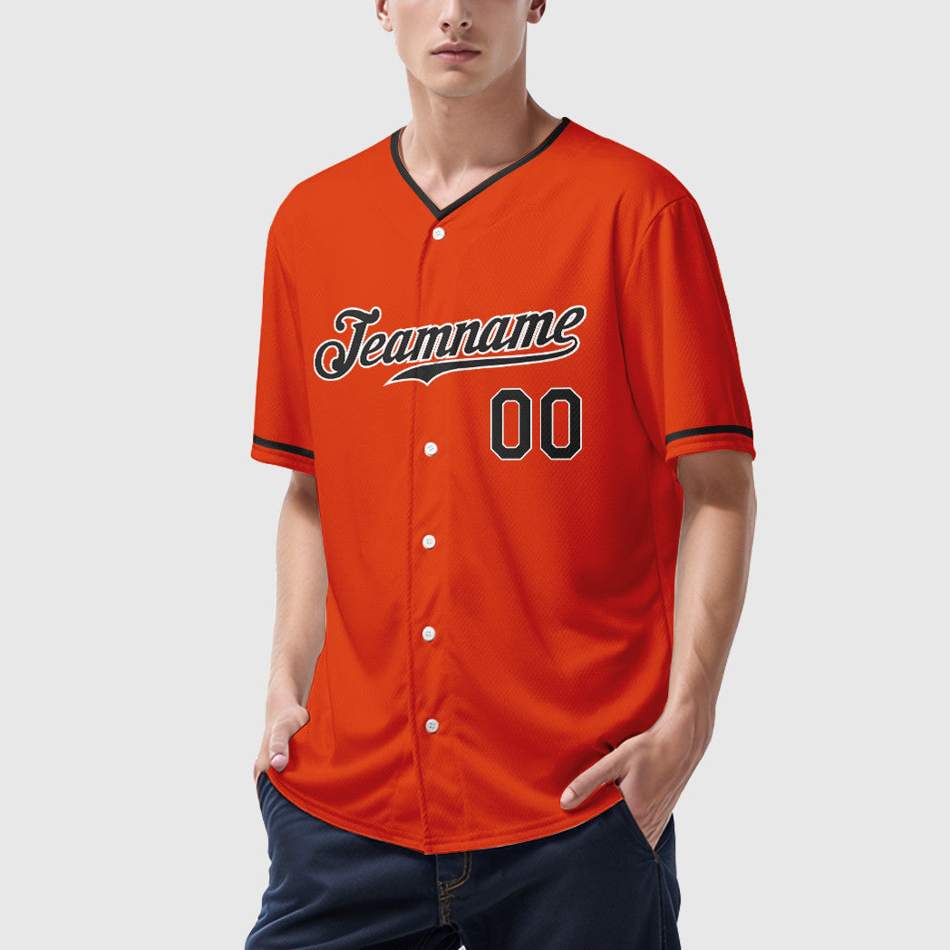 Custom Orange White Black Collar Sleeve Baseball Jersey