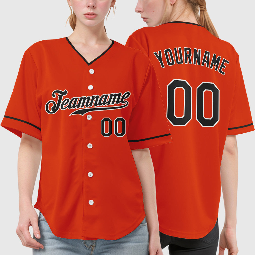 Custom Orange White Black Collar Sleeve Baseball Jersey
