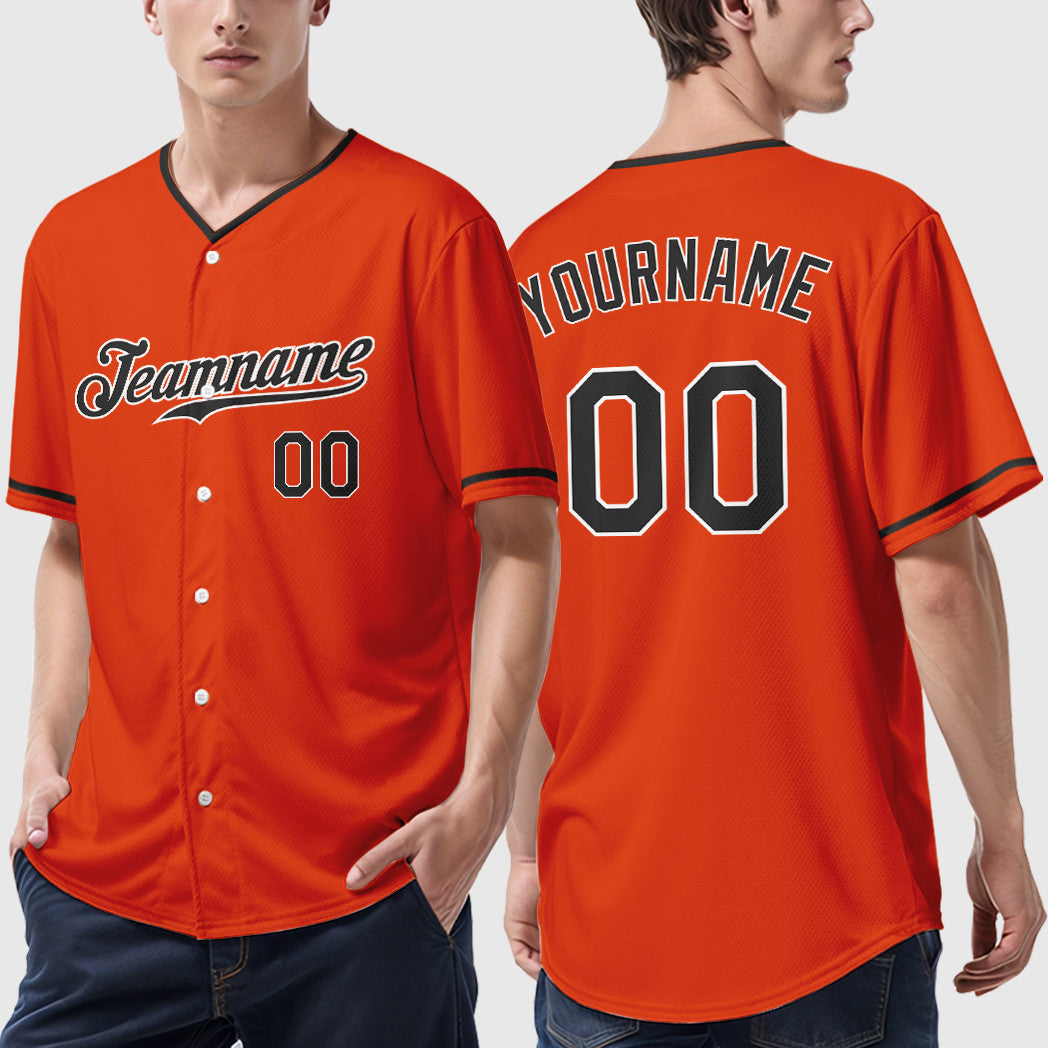 Custom Orange White Black Collar Sleeve Baseball Jersey