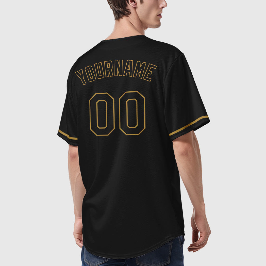 Custom Black Old Gold Black-Old Gold Baseball Jersey