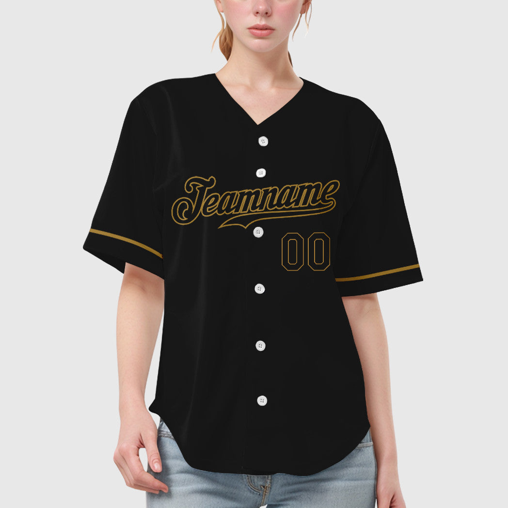 Custom Black Old Gold Black-Old Gold Baseball Jersey