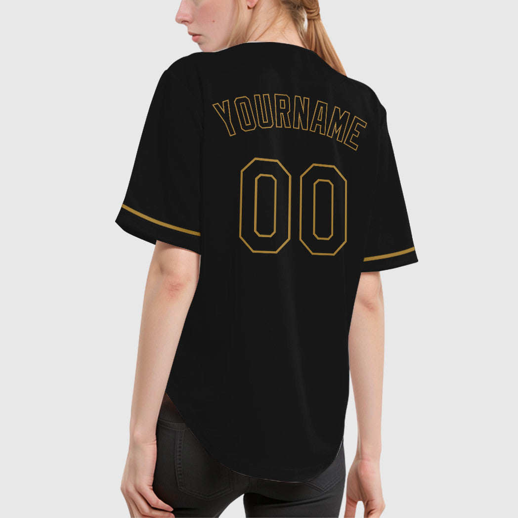 Custom Black Old Gold Black-Old Gold Baseball Jersey